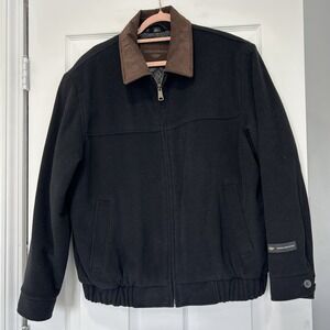 Dockers Black Bomber Jacket with Brown Collar